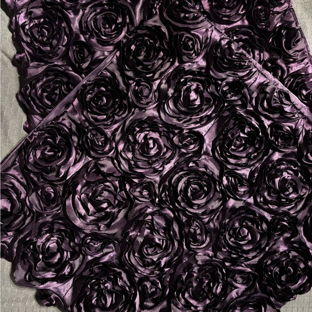 Set of 2 Purple Rose Patterned Fabric Throw Pillow Cases